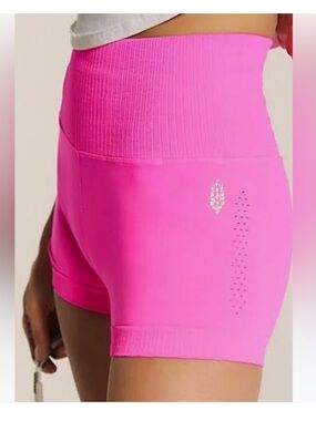 FP Movement by Free People Good Karma High-Waist Hot Pink Bike Shorts Small